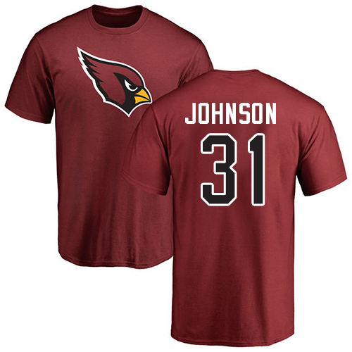 Arizona Cardinals Men Maroon David Johnson Name And Number Logo NFL Football #31 T Shirt->nfl t-shirts->Sports Accessory